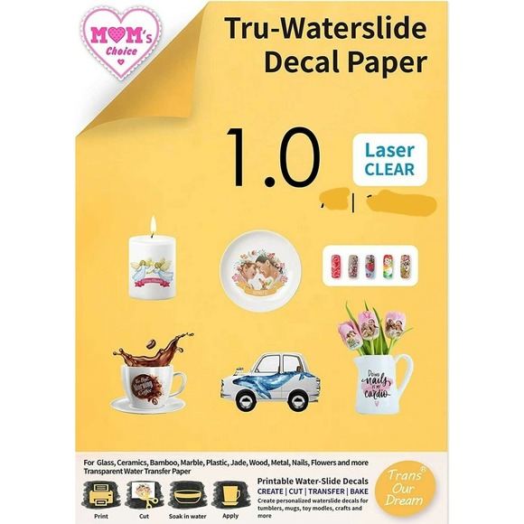 Print Waterslide Decal Paper CLEAR 22 Sheets 8.5x11 Water Slide Transfer - Picture 1 of 6